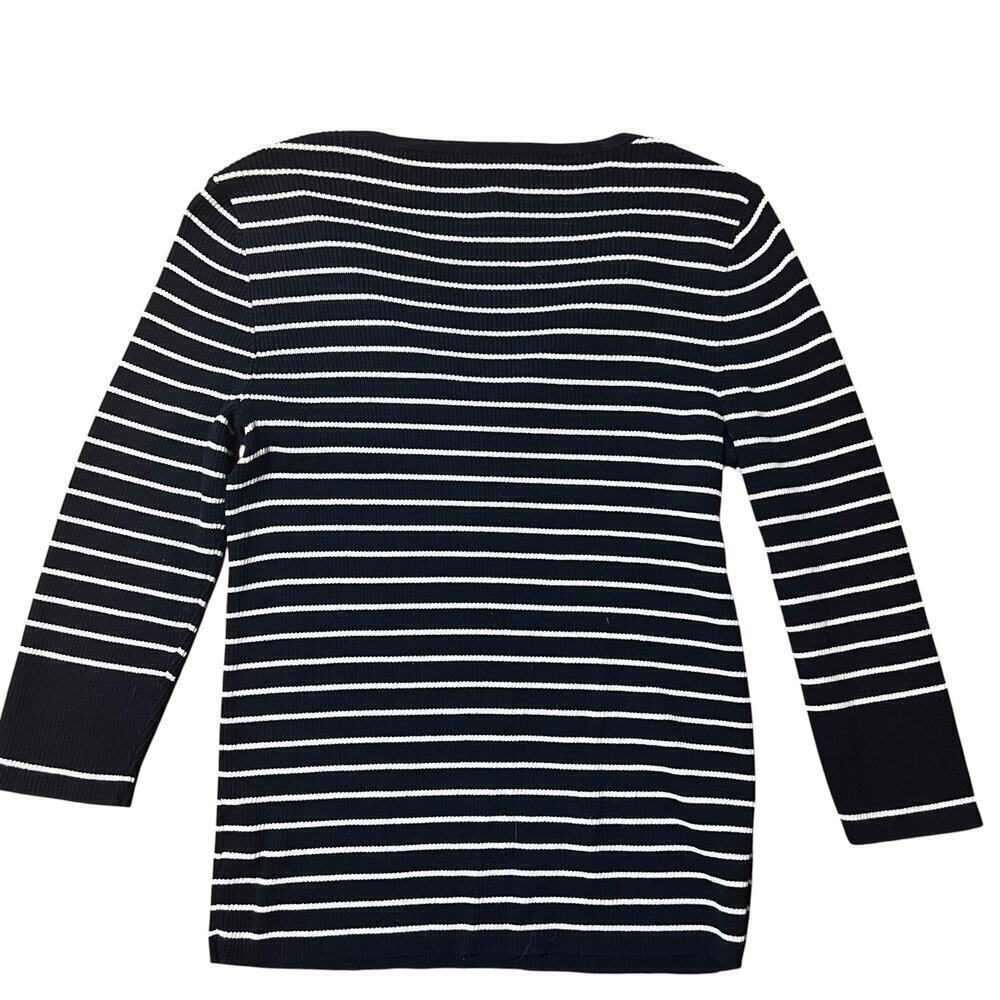 Lauren Ralph Lauren Preppy Navy Striped Top Size Large - Picture 2 of 4